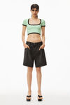 alexander wang contrast scoop neck tee in compact nylon absinthe