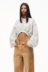 alexander wang v-neck cropped pullover in classic terry light heather grey