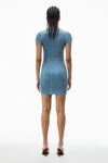 Alexander Wang washed blue kurzärmeliges loungewear-kleid aus gerippter baumwolle