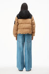 alexander wang colorblock puffer coat in denim khaki
