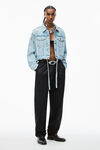 alexander wang cinch hem trucker jacket in denim bleach