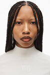 alexander wang short sleeve turtleneck in bodycon nylon soft white