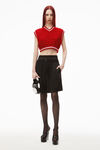 alexander wang cropped v-neck vest in compact cotton flame/white
