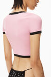 alexander wang contrast scoop neck tee in compact nylon light pink