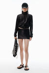 Alexander Wang black black satin faille logo miniskort