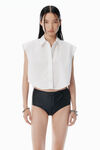Alexander Wang white chemise courte blanche à strass thermocollés
