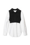 alexander wang bilayer sweater vest in oxford shirting black/white