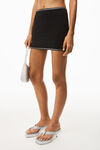 alexander wang crystal trim mini skirt in compact nylon black