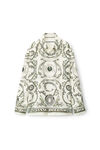 alexander wang money print blouse in heavy silk twill ivory/green