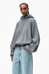 alexander wang raglan turtleneck hoodie in terry with apple puffed logo sidewalk