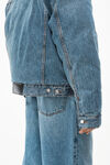 alexander wang padded trucker jacket in denim vintage medium indigo