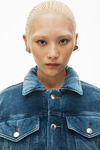 Alexander Wang washed light indigo down trucker jacket in cotton velvet