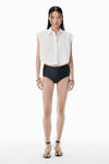 Alexander Wang white chemise courte blanche à strass thermocollés