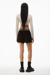 alexander wang logo elastic short in stretch corduroy black