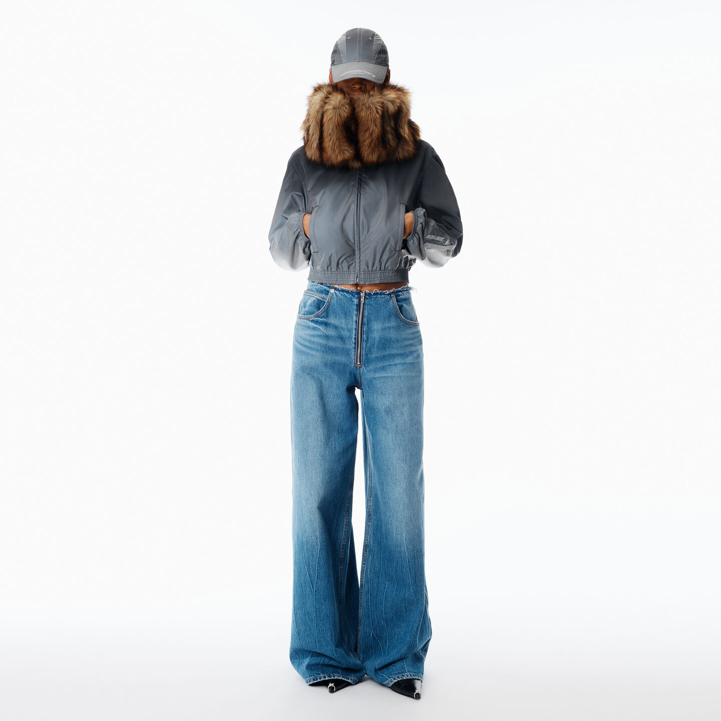Alexander Wang Surge Wide Leg Jean In Blue