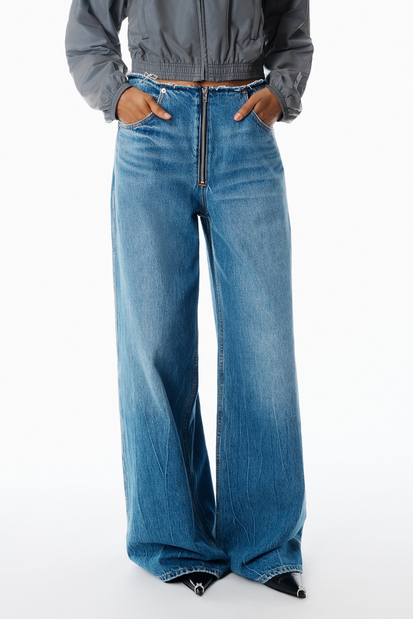 Alexander Wang Surge Wide Leg Jean In Blue