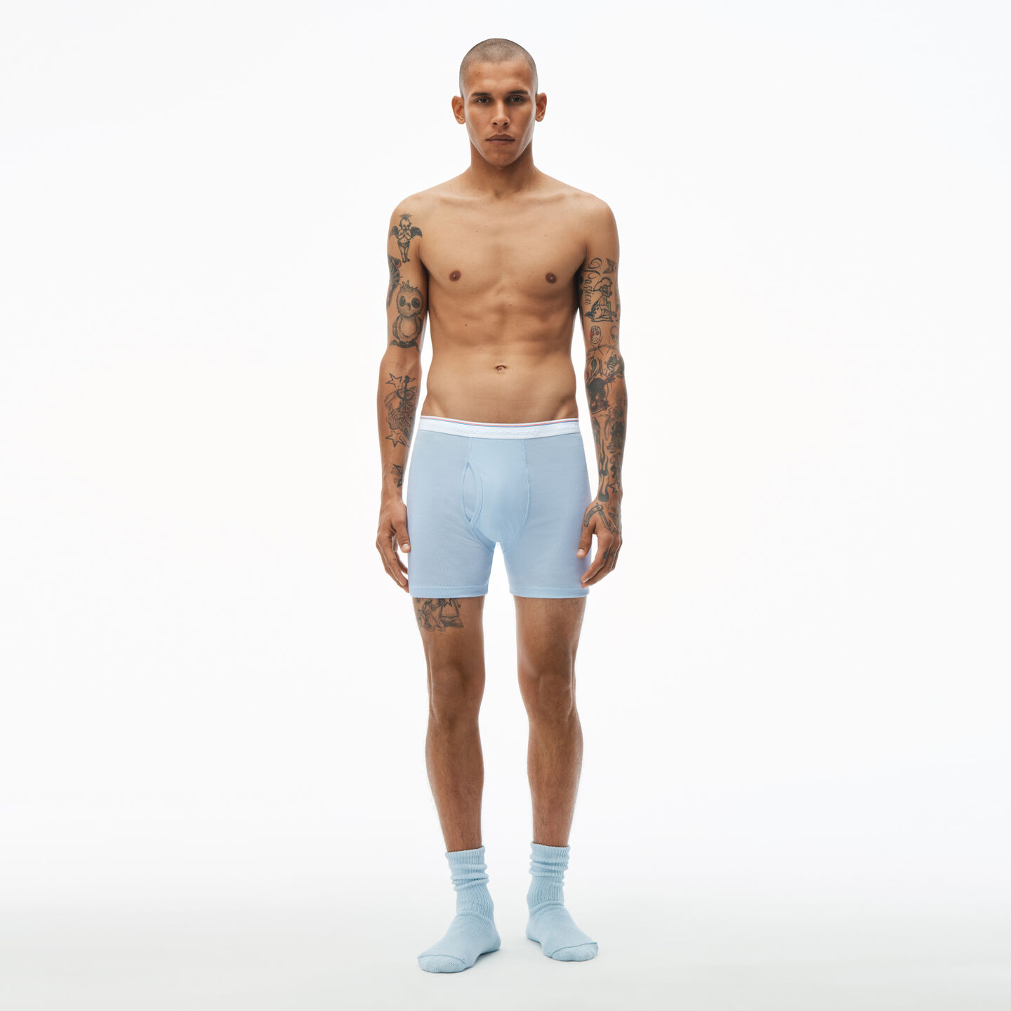 Alexander Wang Boxer Brief In Ribbed Jersey In Blue Pearl