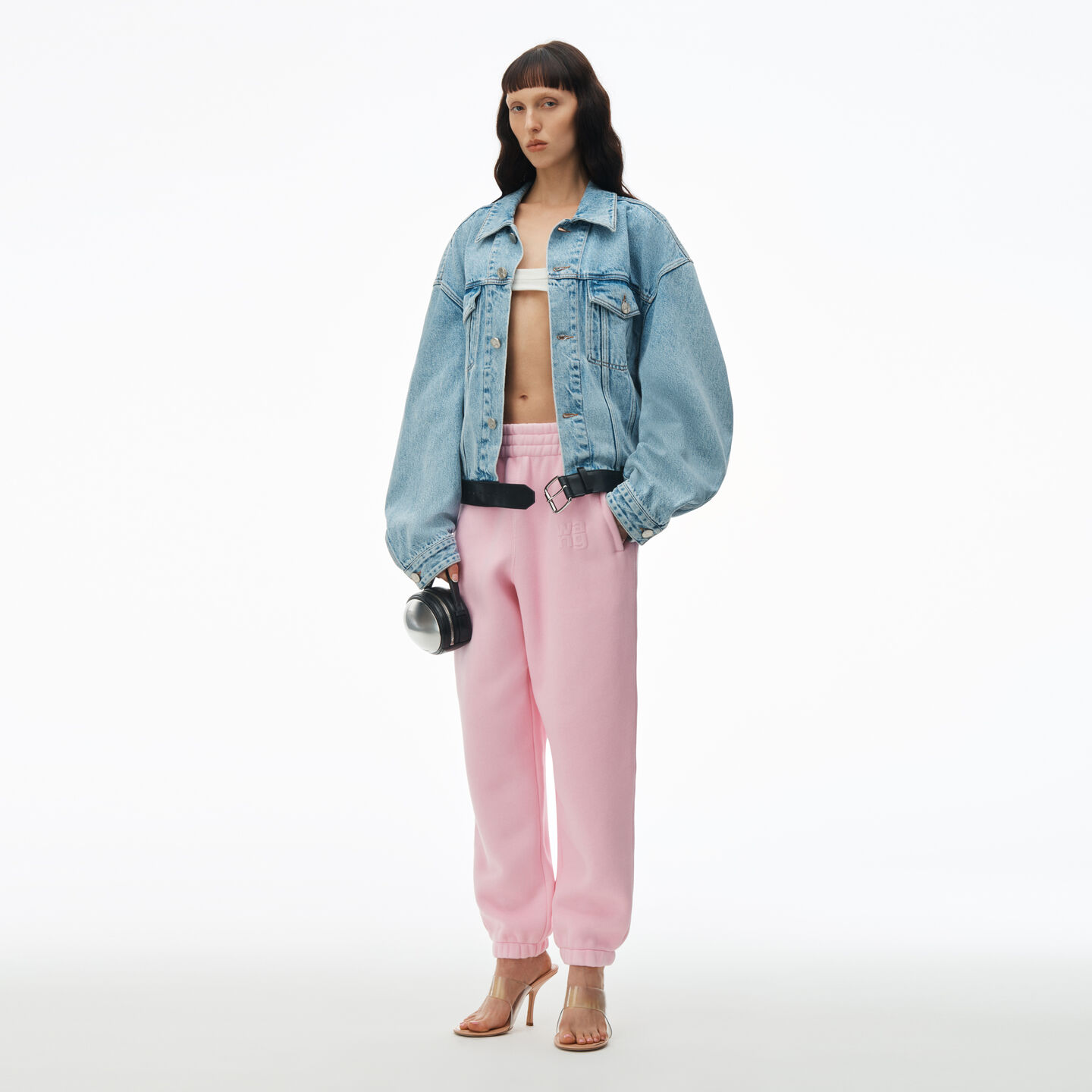 Alexander Wang Puff Logo Sweatpants In Terry In Soft Candy Pink