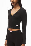 Alexander Wang black cardigan in seamless rib-knit