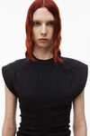 alexander wang crewneck ribbed jersey maxi dress with back slit and draped detail black