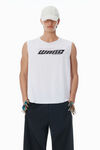 Alexander Wang white top bianco con taglio a laser e logo