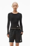 Alexander Wang washed black long-sleeve tee in ribbed cotton