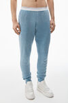 Alexander Wang washed blue pantaloni da jogging in cotone elasticizzato a nido d'ape