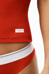 alexander wang short-sleeve tee in ribbed cotton red