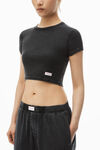 Alexander Wang washed black cropped short-sleeve baby tee in ribbed cotton