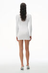 alexander wang 罗纹棉长袖圆领连衣裙 white