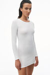 alexander wang 罗纹棉长袖圆领连衣裙 white