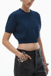 Alexander Wang navy t-shirt en maille côtelée avec logo en relief