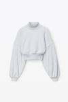 alexander wang turtleneck sweatshirt in classic terry light heather grey