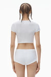 Alexander Wang white crystal hotfix short-sleeve cropped tee