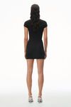 Alexander Wang black short sleeve loungewear dress in ribbed cotton jersey