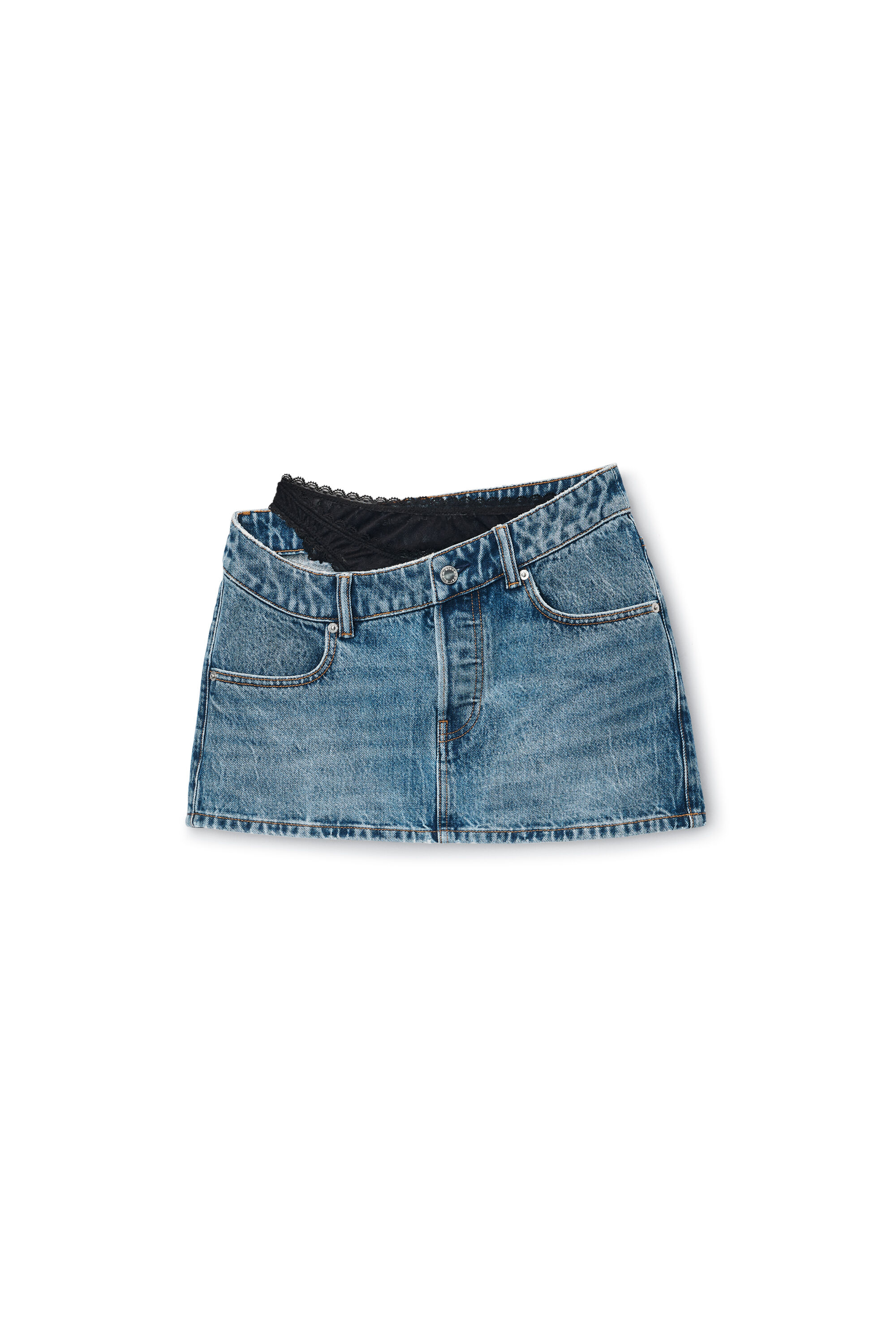 Alexander Wang アシンメトリー レースディテールジーンズ アレキサンダーワン】アシンメトリー ウエスト ブルージーンズ