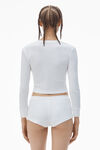 Alexander Wang white 华夫纹针织水晶烫钻长袖开衫