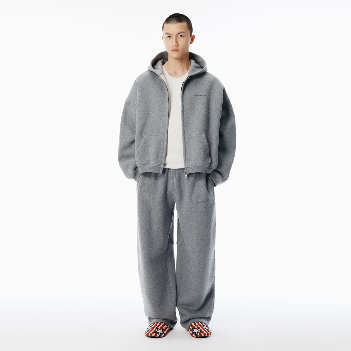 Alexander Wang Grey Hotfix Terry Sweatpants In Gray