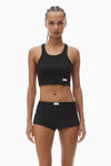 Alexander Wang black crystal hotfix cropped racer tank tee