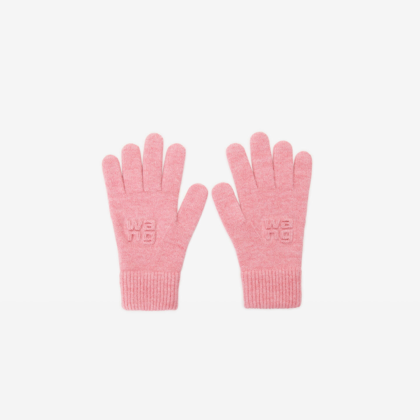 Alexander Wang Embossed Logo Gloves In Stretch Wool In Prism Pink