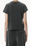 Alexander Wang faded black distressed logo shrunken cotton tee