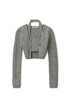 alexander wang long-sleeve twinset cardigan in alpaca heather grey