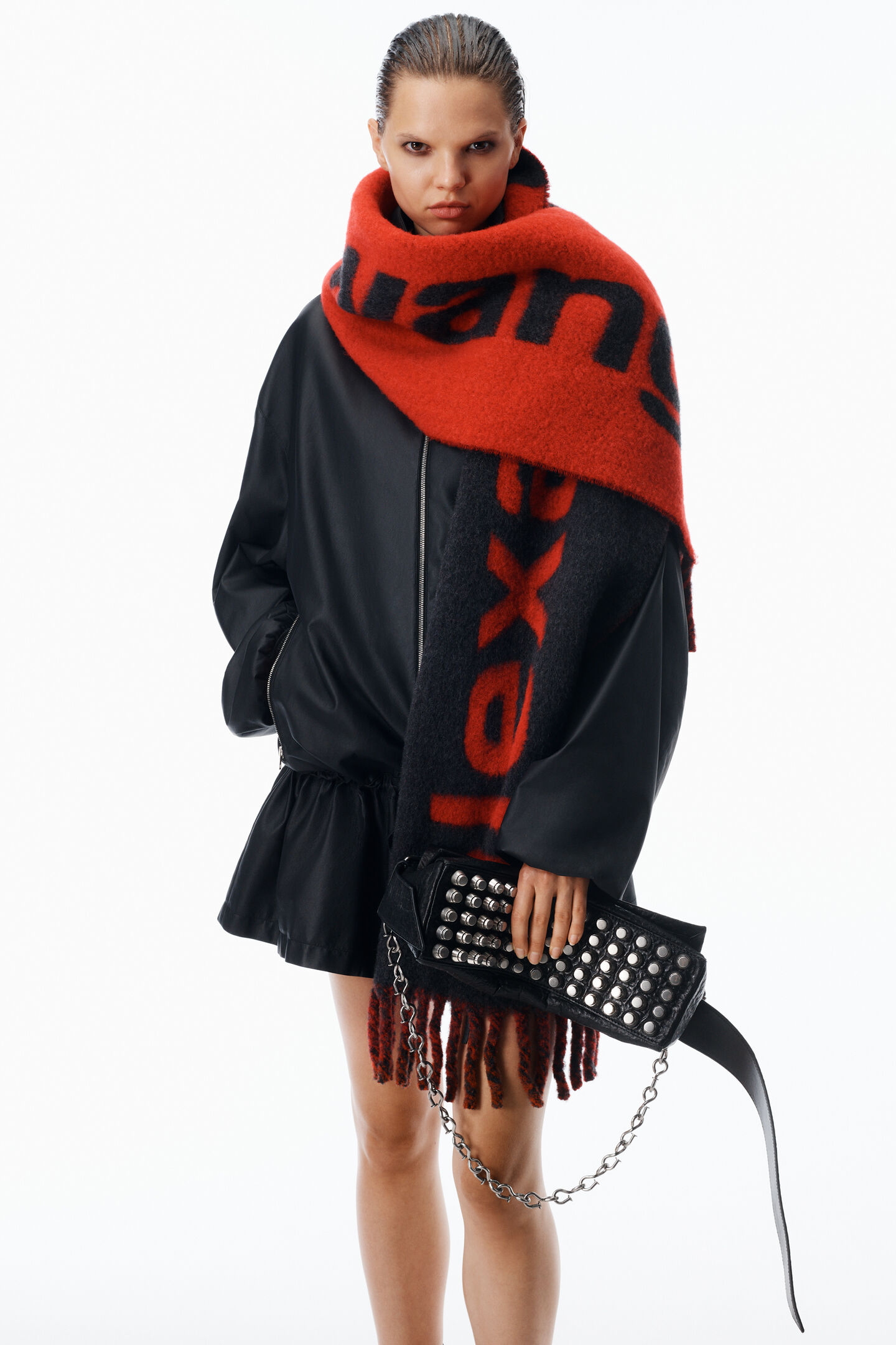 Alexander Wang Jacquard Logo Scarf In Alpaca-wool Blend In Multi