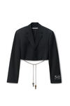 Alexander Wang black blazer nero in misto lana con orlo a vivo