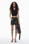 Alexander Wang black logo-knit vest with leather tubular trim