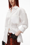 alexander wang 棉质腰部系带系扣衬衫 white
