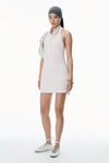 Alexander Wang barely pink/white layered polo halter minidress