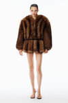 Alexander Wang chesnut faux fur cropped jacket