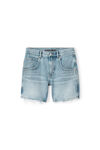 alexander wang mid-rise loose short in denim vintage faded indigo