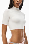 alexander wang short sleeve turtleneck in bodycon nylon soft white